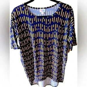 Lularoe XS‎ Navy blue & Yellow Irma tunic top. NWT